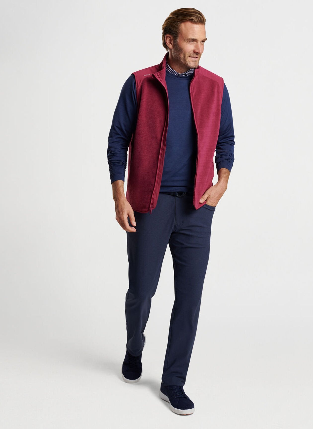 Peter Millar Fade Vest-Pomegrante with Island Logo