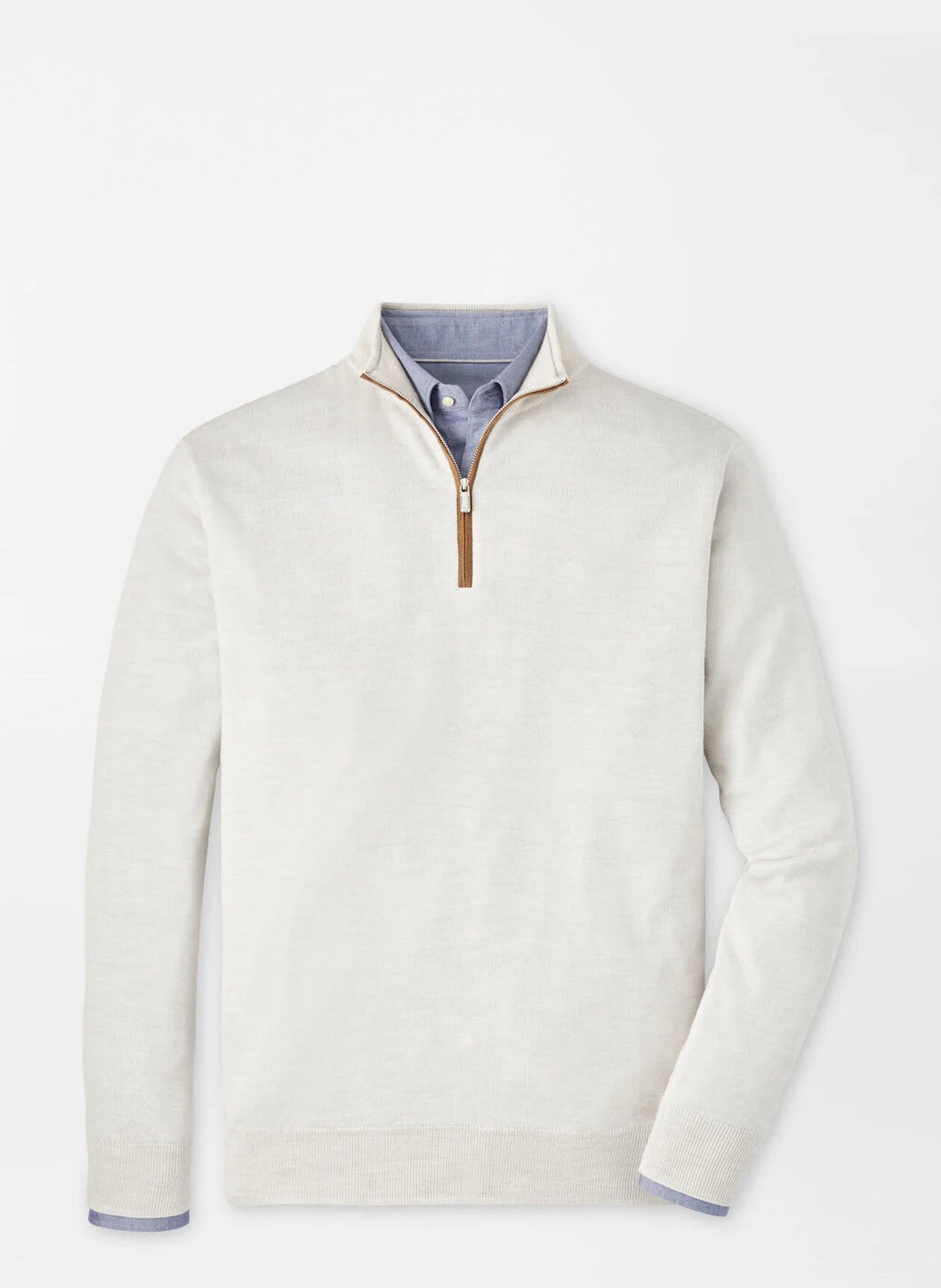 Peter Millar Autumn Crest Suede Trim Quarter-Zip-Ivory