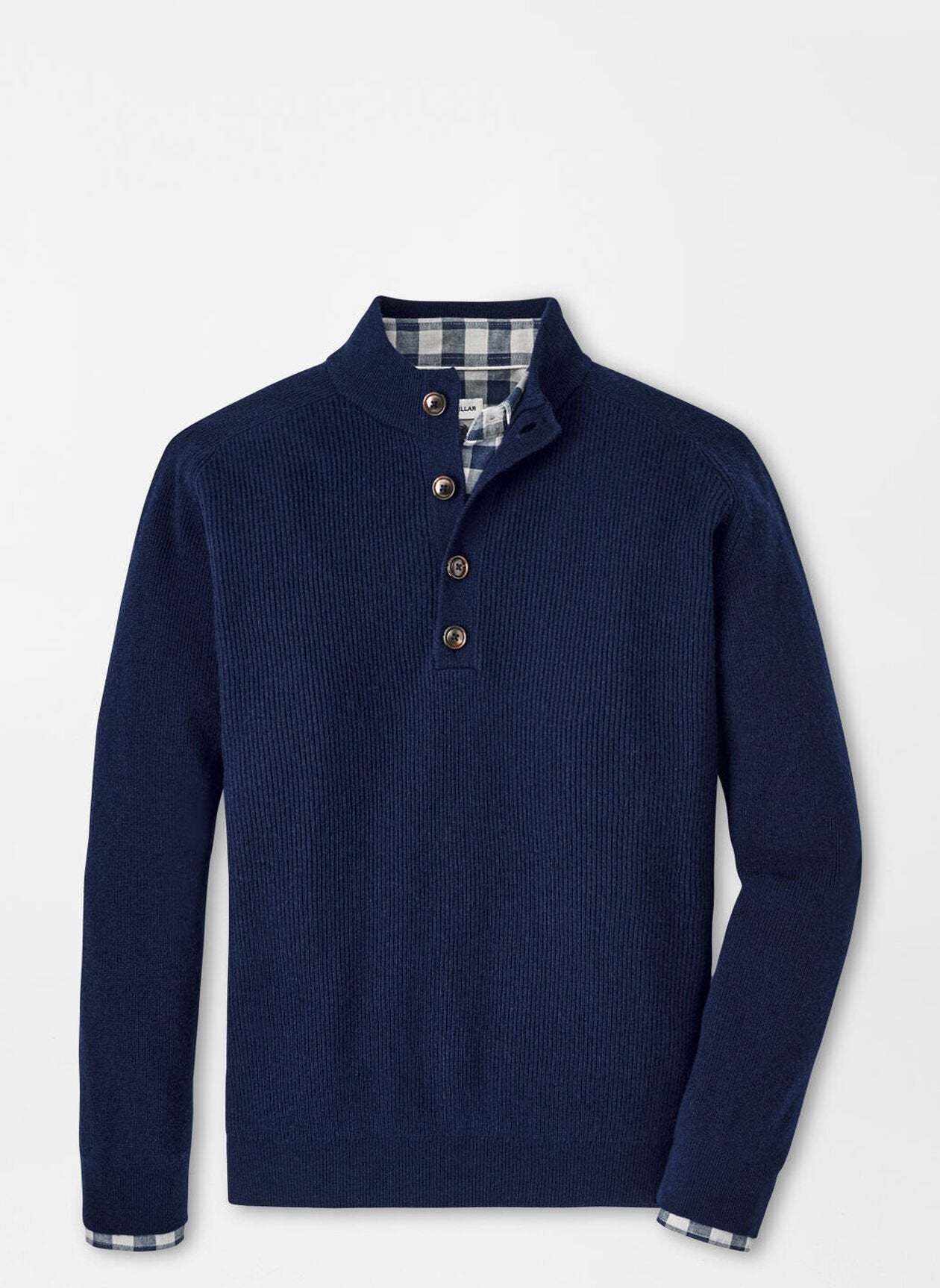 Peter Millar Ruxton Rib Button Mock Sweater-Navy Murray's