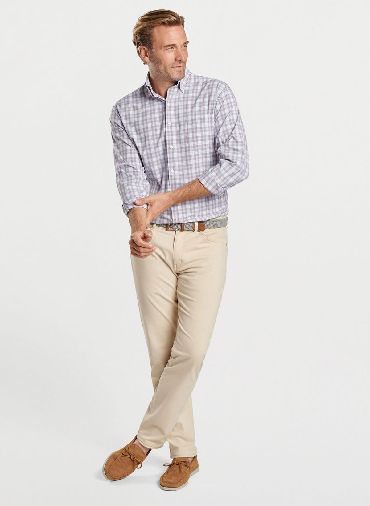Peter Millar Watson Performance Poplin Sport Shirt-Galaxy