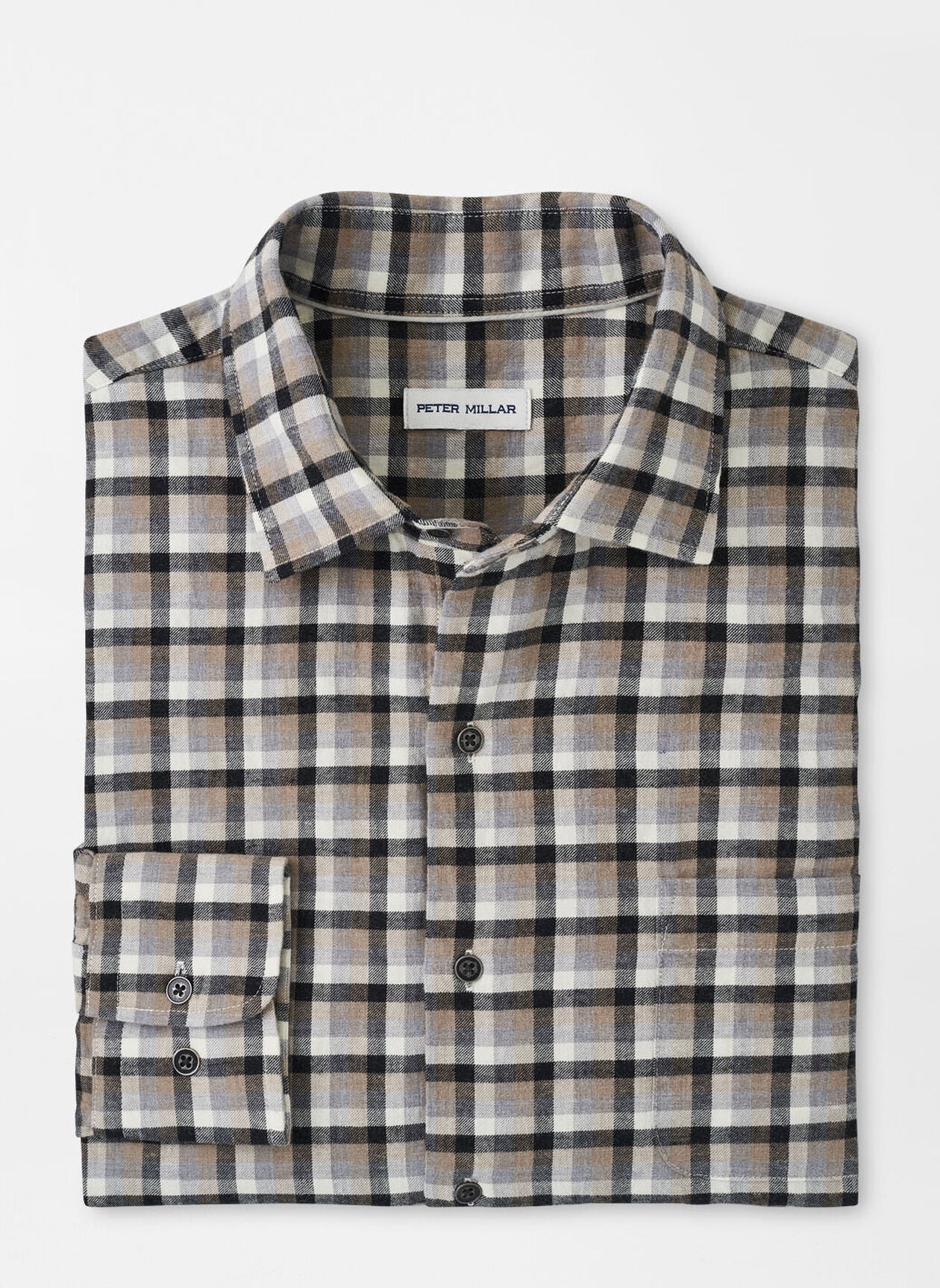 Peter Millar North Bay Cotton Sport Shirt-Dark Sand