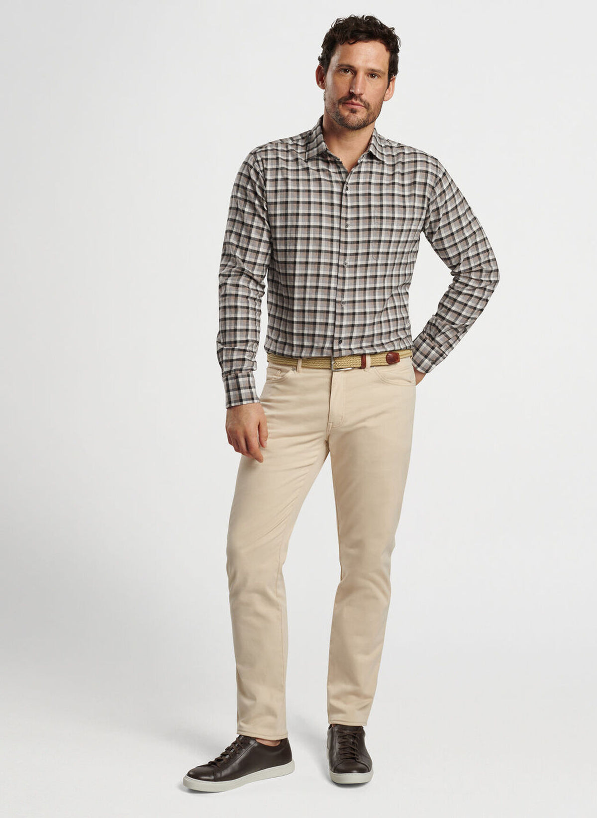 Peter Millar North Bay Cotton Sport Shirt-Dark Sand