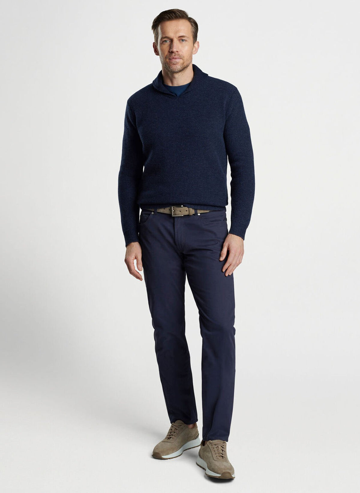 Peter Millar Delvin Twill Five-Pocket Pant-Navy