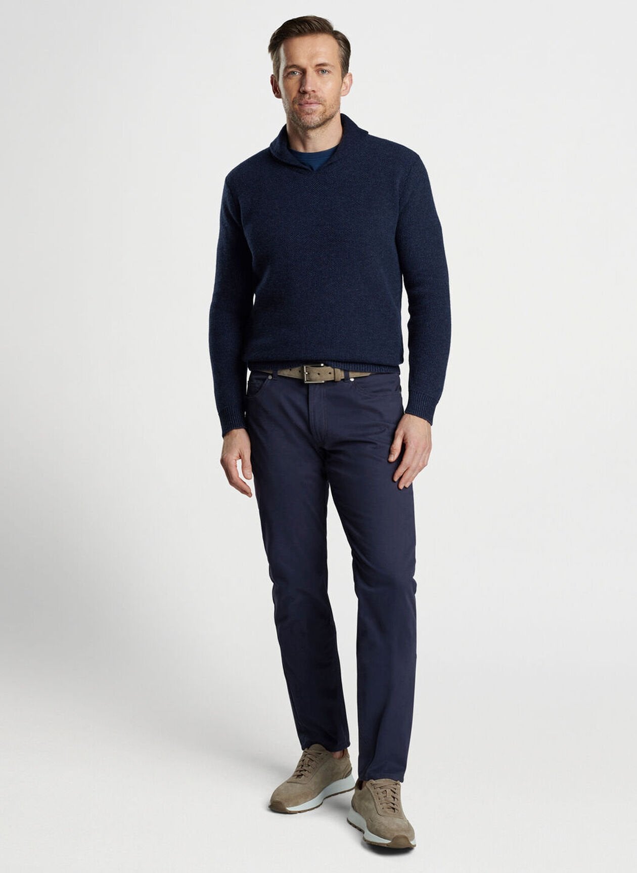 Peter Millar Delvin Twill Five-Pocket Pant-Navy