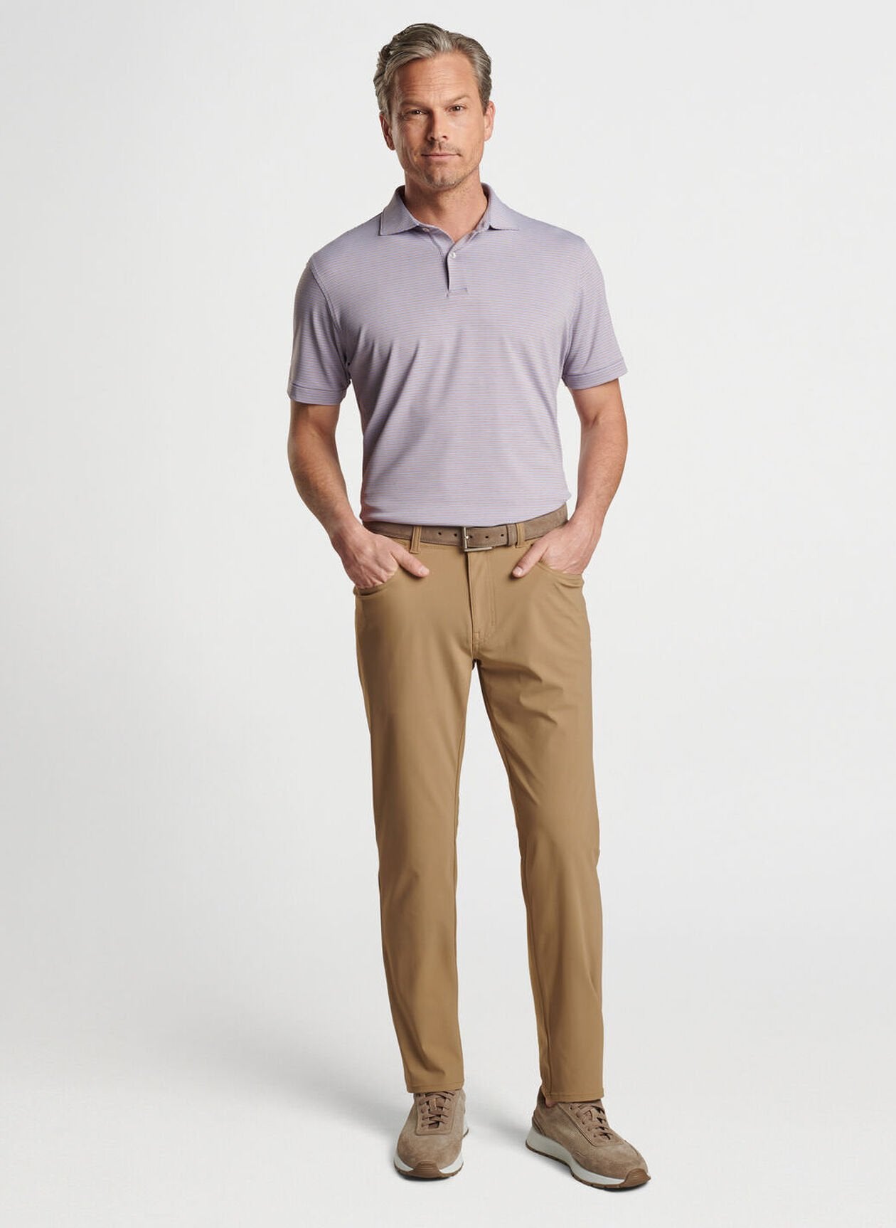 Peter Millar Ambrose Performance Jersey Polo-Lavender Fog with Island Logo
