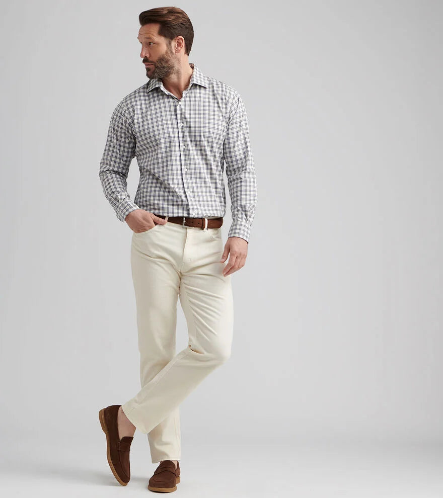 Peter Millar Superior Soft Corduroy Five-Pocket Pant-Ivory