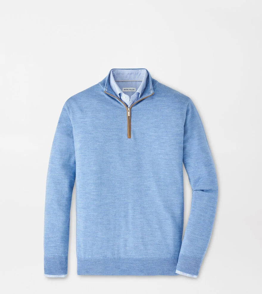 Peter Millar Autumn Crest Suede Trim Quarter Zip - Ruddy Blue