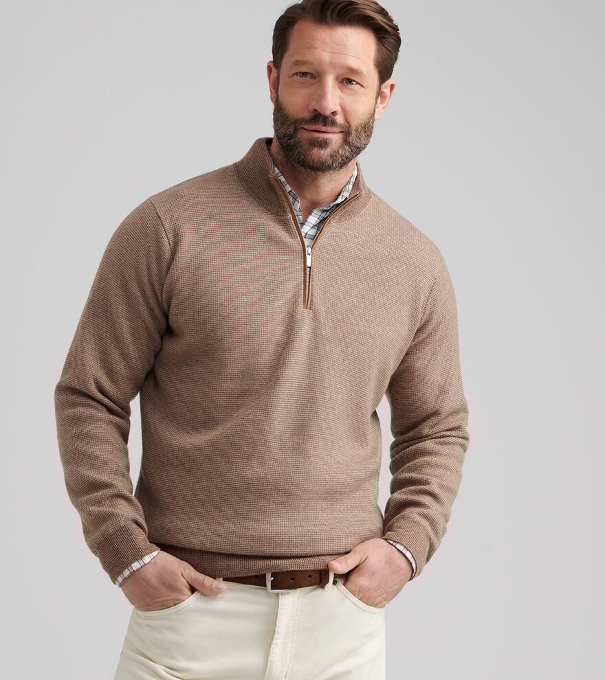 Peter Millar West Quarter-Zip Sweater-Poplar Brown