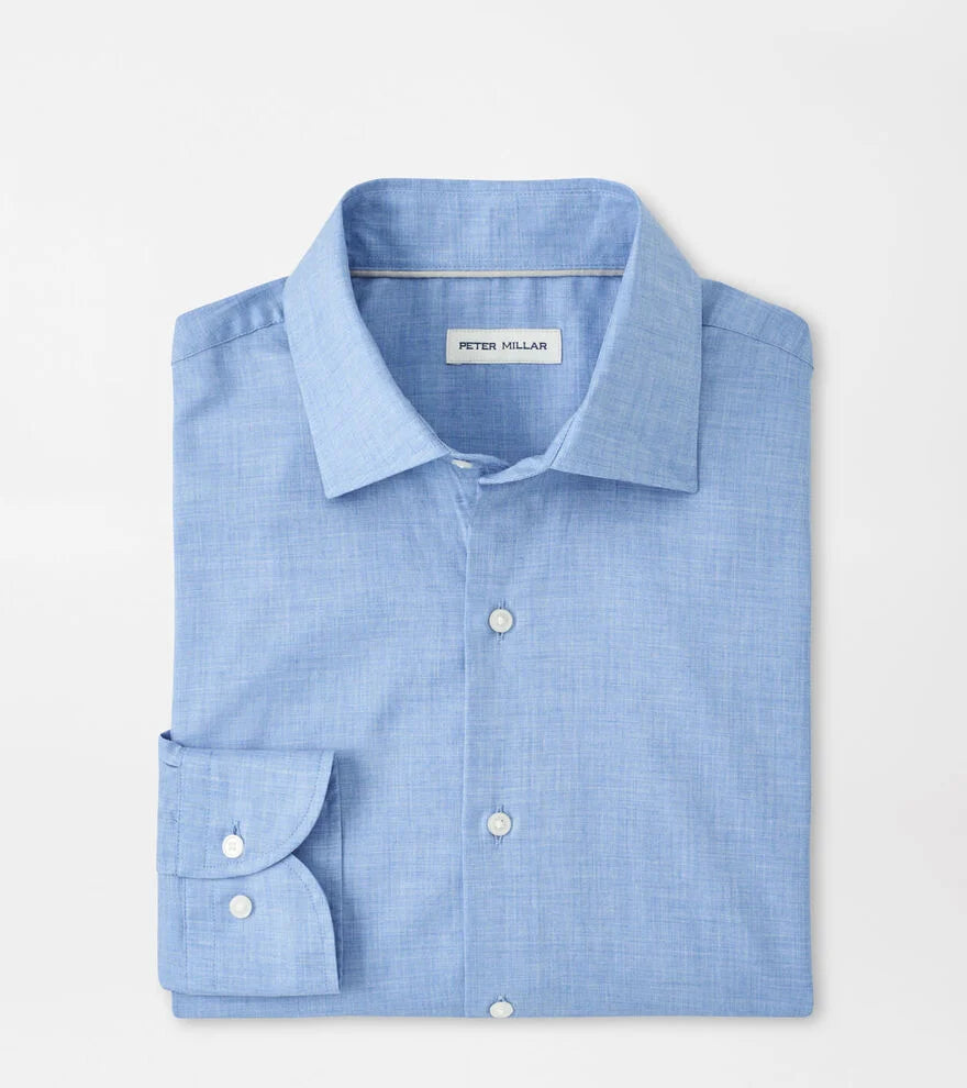 Peter Millar Highlands Soft Twill Cotton Sport Shirt - Ruddy Blue