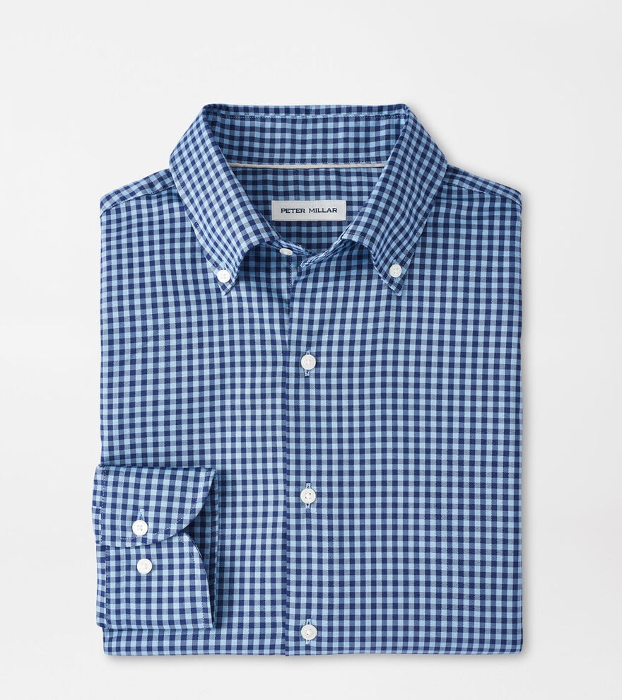 peter millar men's dress shirts Peter Millar Crown Ease Gregory Sport Shirt - Cape Blue Carriages Fine Clothier | Baton Rouge, LA