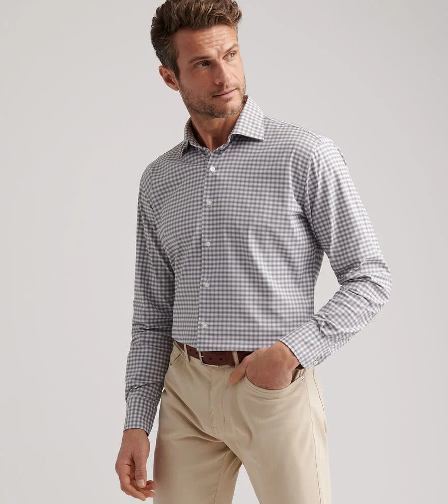 Peter Millar Fairbanks Performance Twill Sport Shirt-Basil