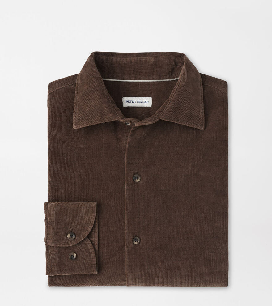 Peter Millar Aspen Cotton Cashmere Corduroy Sport Shirt-French Press