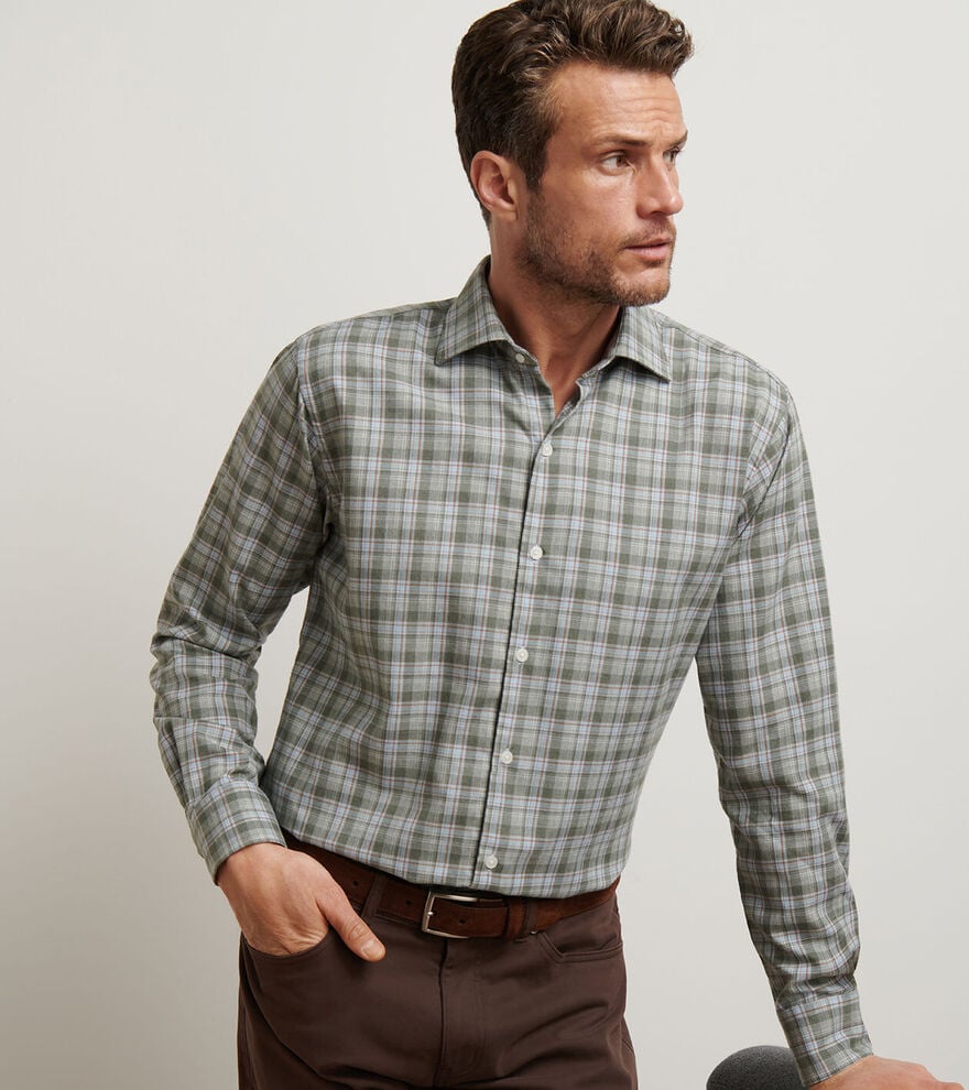 Peter Millar Whitecap Performance Flannel Sport Shirt - Basil