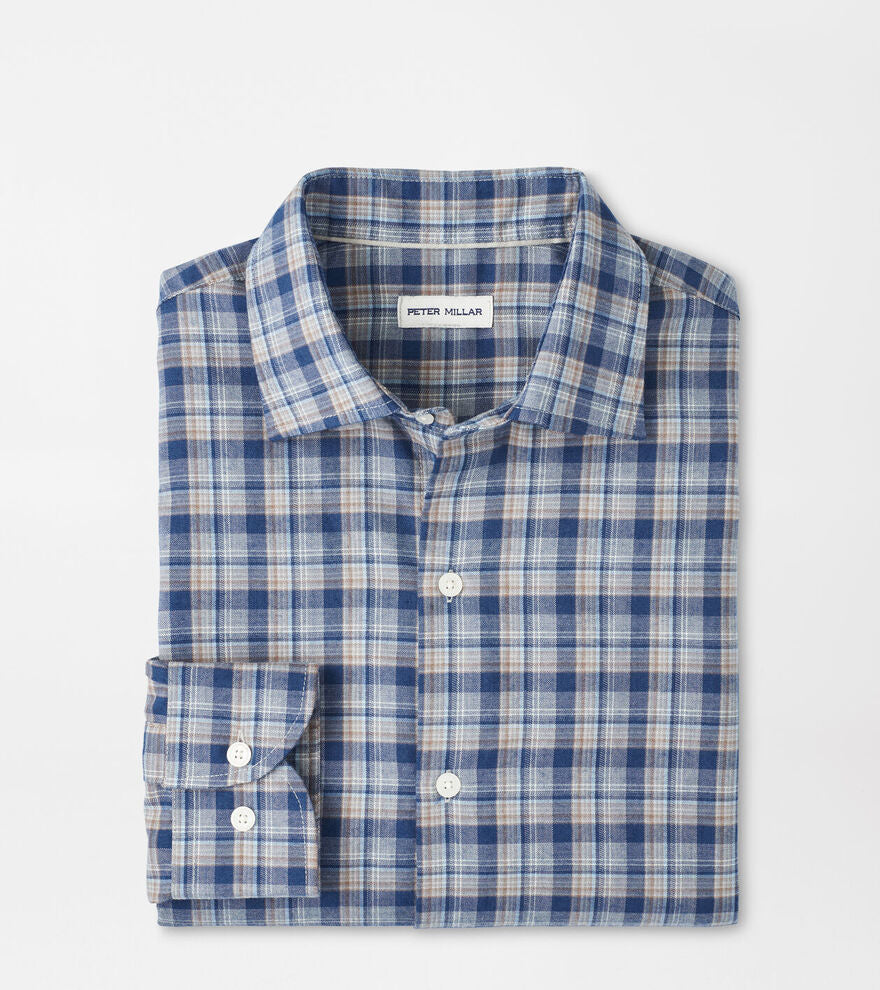 Peter Millar Whitecap Performance Flannel Sport Shirt - Blue Haze