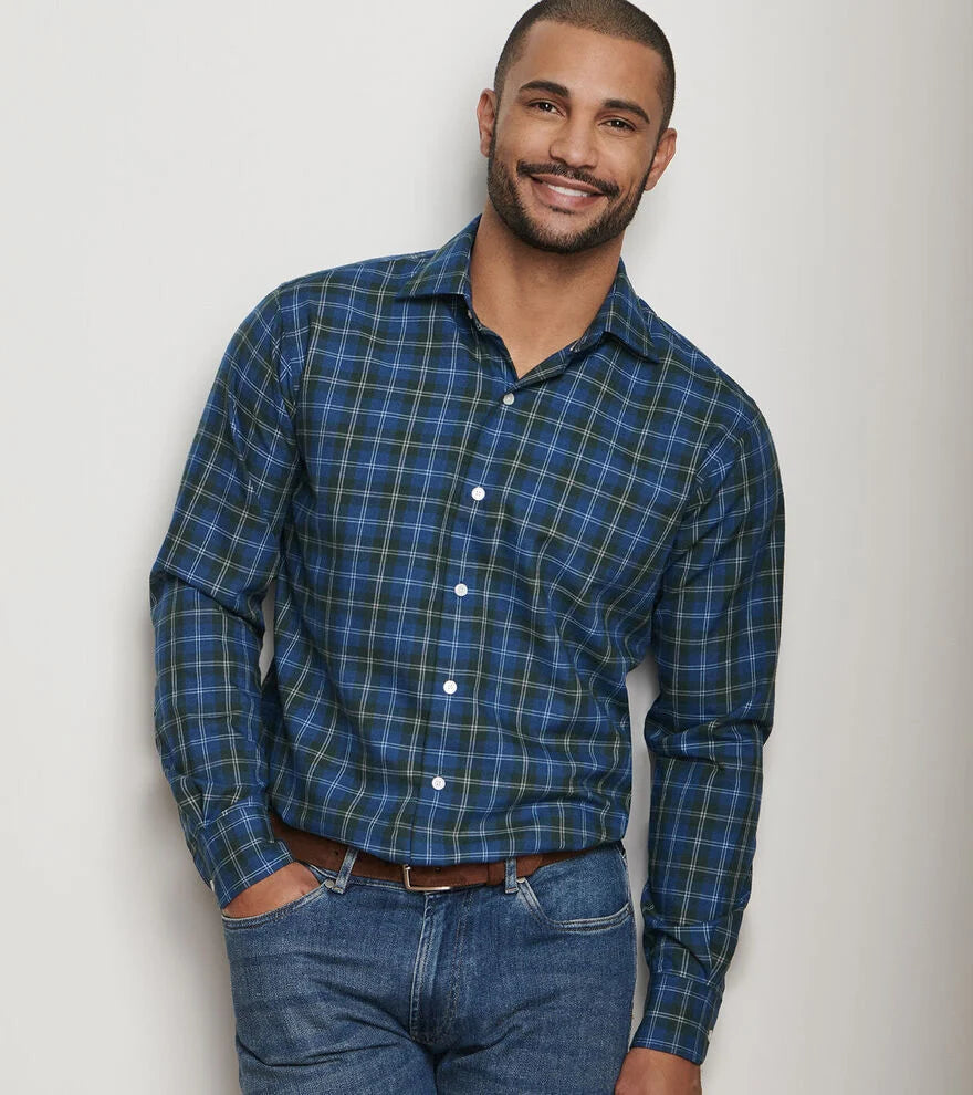 Peter Millar fraiser Performance Flannel Sport Shirt-Blue Haze
