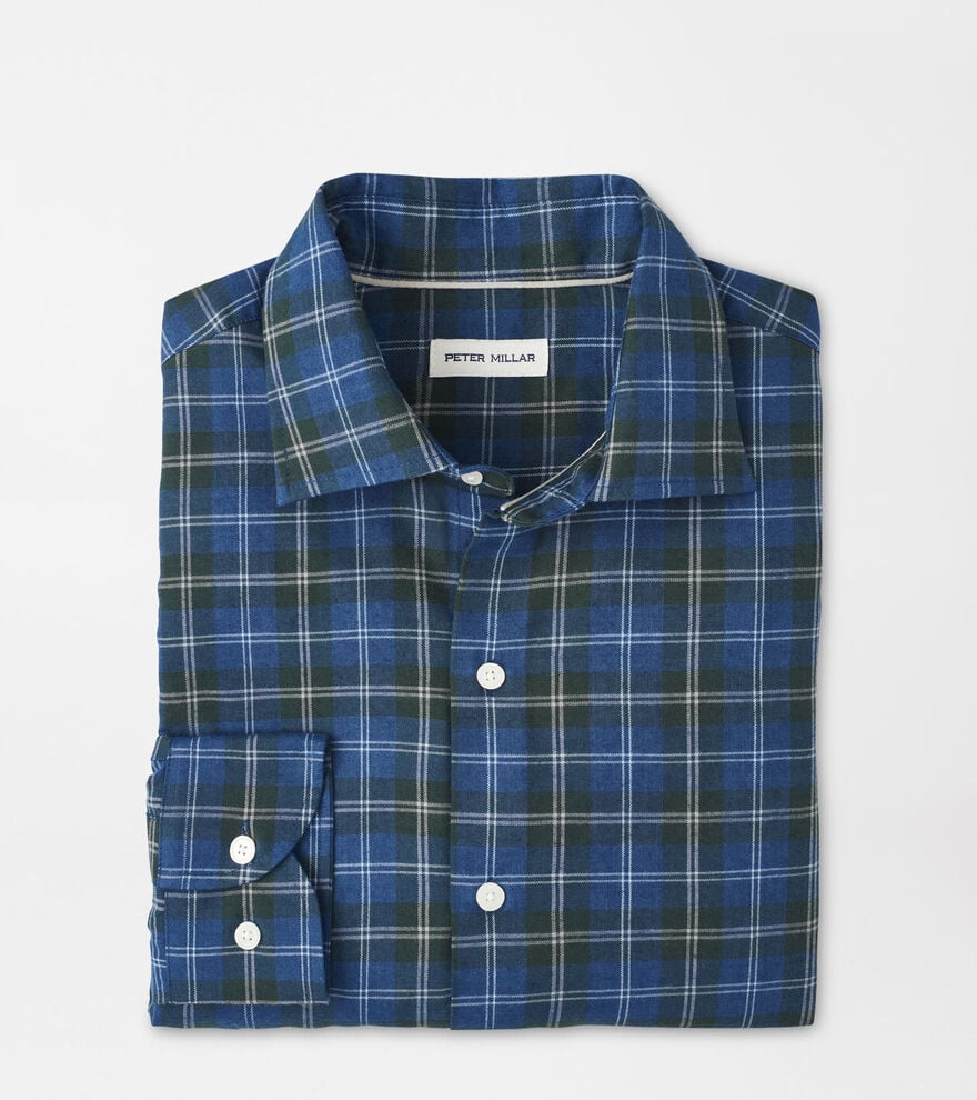 Peter Millar Frasier Performance Flannel Sport Shirt- Blue Haze XL