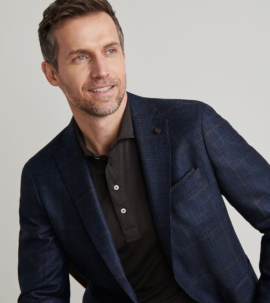 Peter Millar Benning Glen Plaid Soft Jacket-Navy