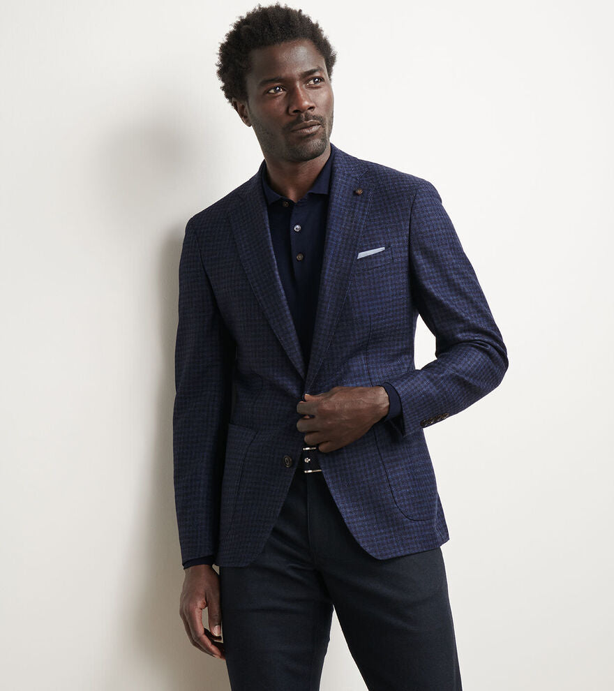 Peter Millar Adler Gingham Soft Jacket-Navy