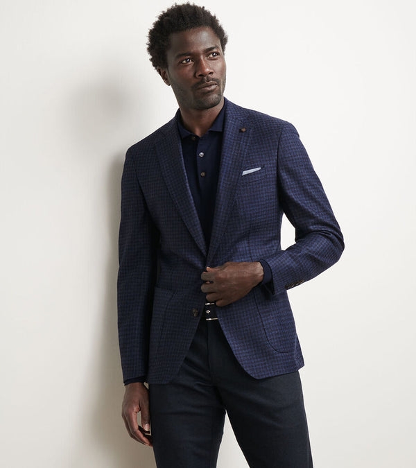 Peter Millar Adler Gingham Soft Jacket-Navy - Murray's Toggery Shop