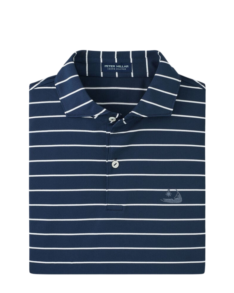 Peter Milllar Coda Performance Mesh Polo- Navy With Nantucket Island Logo