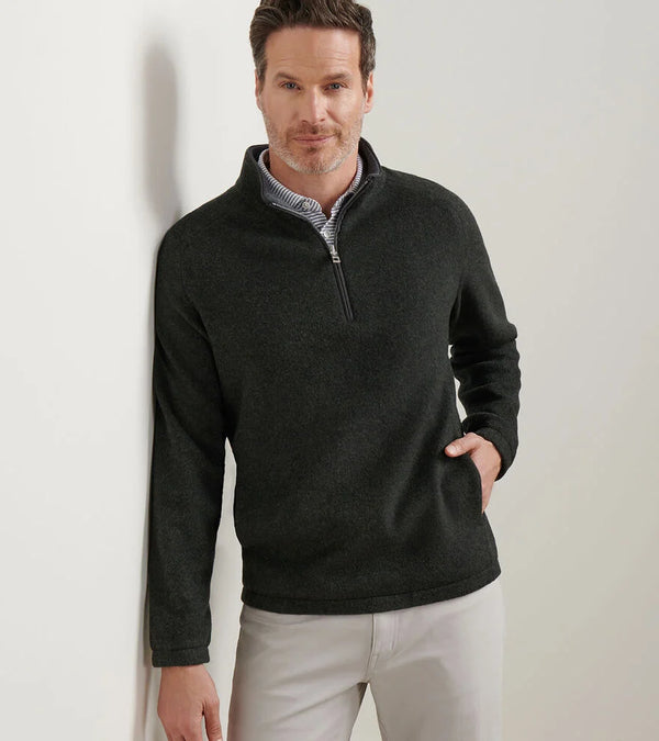 Peter Millar Crown Flex Merino Quarter-Zip-Dark Olive - Murray's