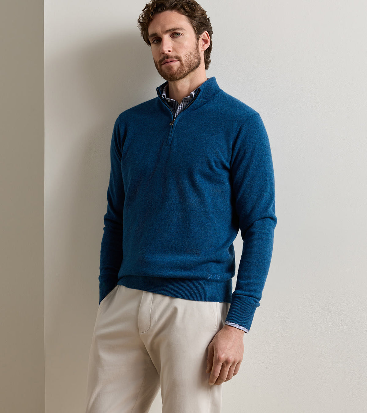 Peter Millar - Crown 25th Anniversary Cashmere Quarter Zip Sweater - Ocean Blue
