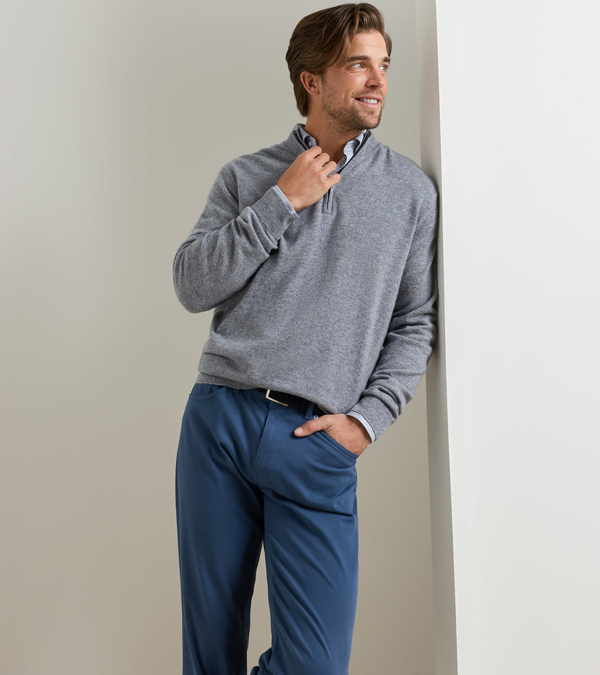 Peter Millar - Crown 25th Anniversary Cashmere Quarter Zip Sweater - Oslo Grey
