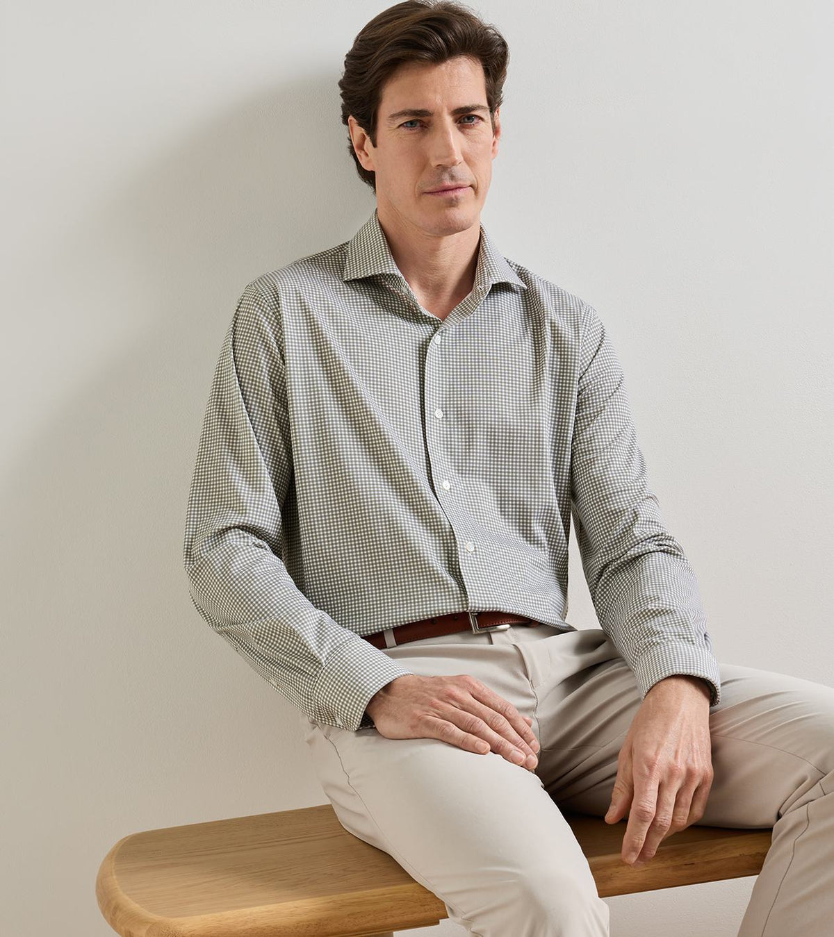 Peter Millar - Excursionist Flex Gingham Sport Shirt - Bayleaf