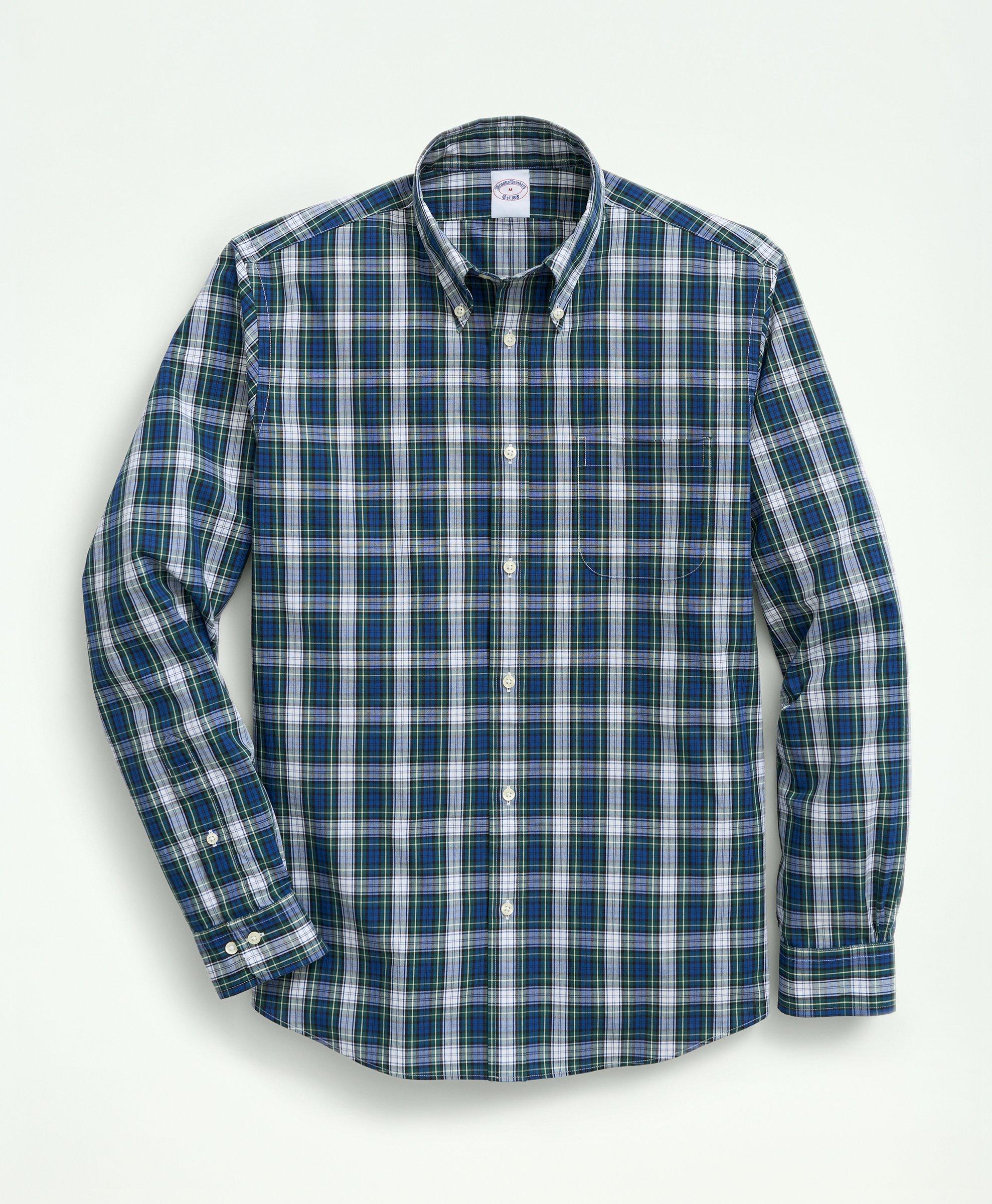 Brooks Brothers Friday Shirt, Poplin Tartan White-Multi