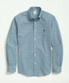 Brooks Brothers Stretch Cotton Non-Iron Oxford Polo Button-Down Collar, Green Gingham Shirt