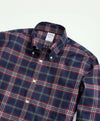 Brooks Brothers Stretch Supima Cotton Non-Iron Twill Button Down Collar,  Navy Tartan Shirt