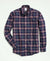 Brooks Brothers Stretch Supima Cotton Non-Iron Twill Button Down Collar,  Navy Tartan Shirt