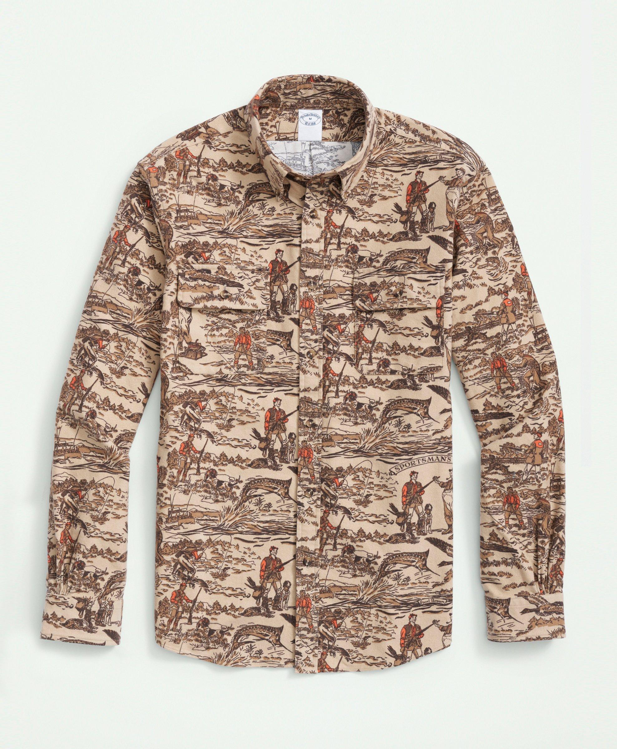 Brooks Brothers Cotton Archival Print Flannel Sport Shirt
