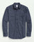 Brooks Brothers Brushed Cotton-Cashmere Checked Chest-Pocket Sport Shirt Navy