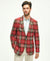 Brooks Brothers Classic Fit Wool Tweed Plaid Sport Coat Red/Green