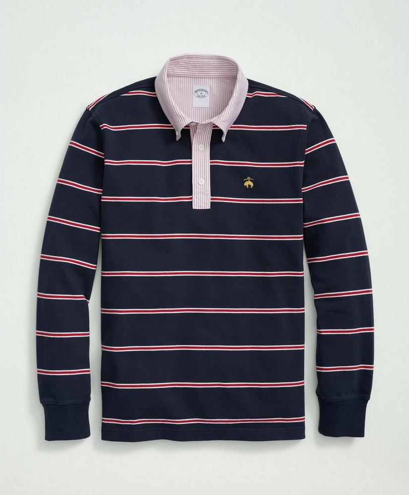 Brooks Brothers Cotton BB#2 Stripe Rugby Shirt Navy Multi