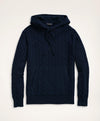 Brooks Brothers Cotton Cable Knit Hoodie Sweater Navy