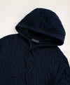 Brooks Brothers Cotton Cable Knit Hoodie Sweater Navy