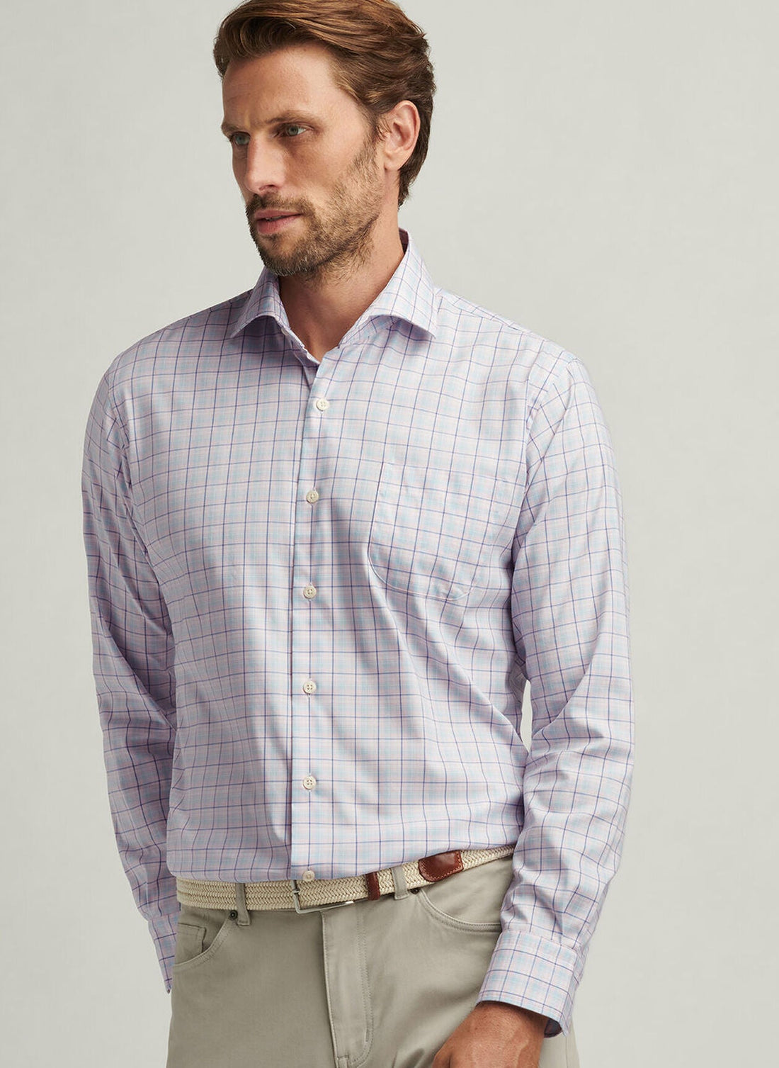 Peter Millar Huron Crown Lite Cotton-Stretch Sport Shirt-Palmer Pink