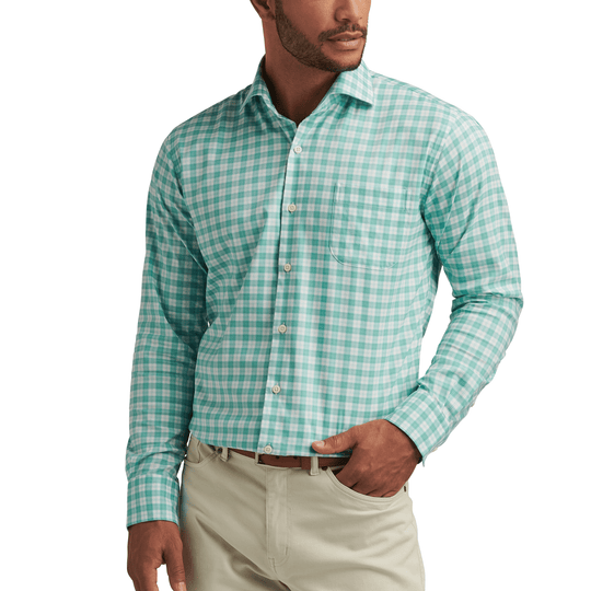 Peter Millar Morris Crown Lite Cotton-Stretch Sport Shirt-Seaport Blue