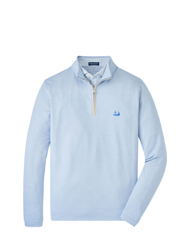 Peter Millar Albatross Cotton-Blend Pique Quarter-Zip-Angelite w/ Island
