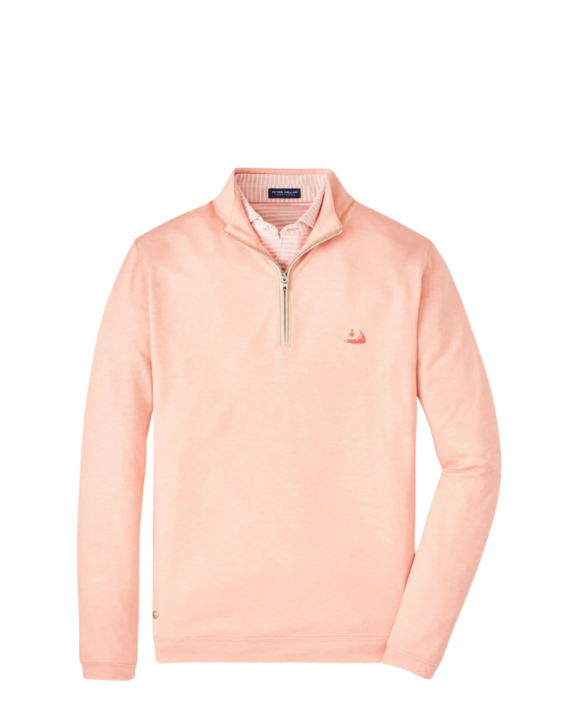 Peter Millar Albatross Cotton-Blend Pique Quarter-Zip-Paradise Orange w/ Island