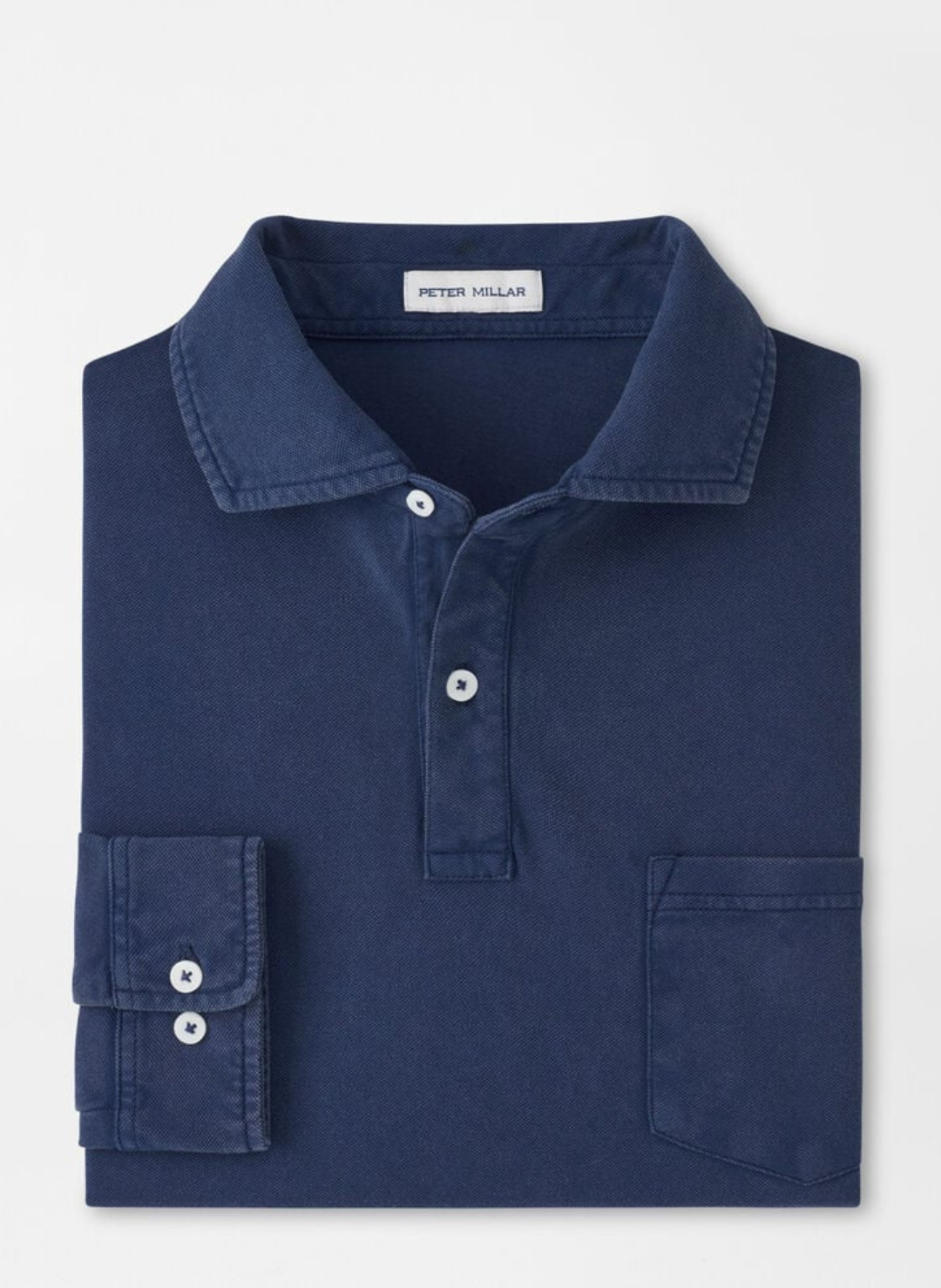 Peter Millar - Everyday Pique Long Sleeve Polo - Atlantic Blue