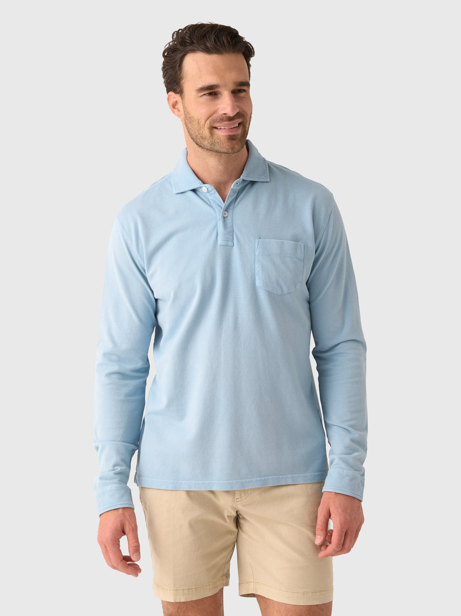 Peter Millar - Everyday Pique Long Sleeve Polo - Cottage Blue