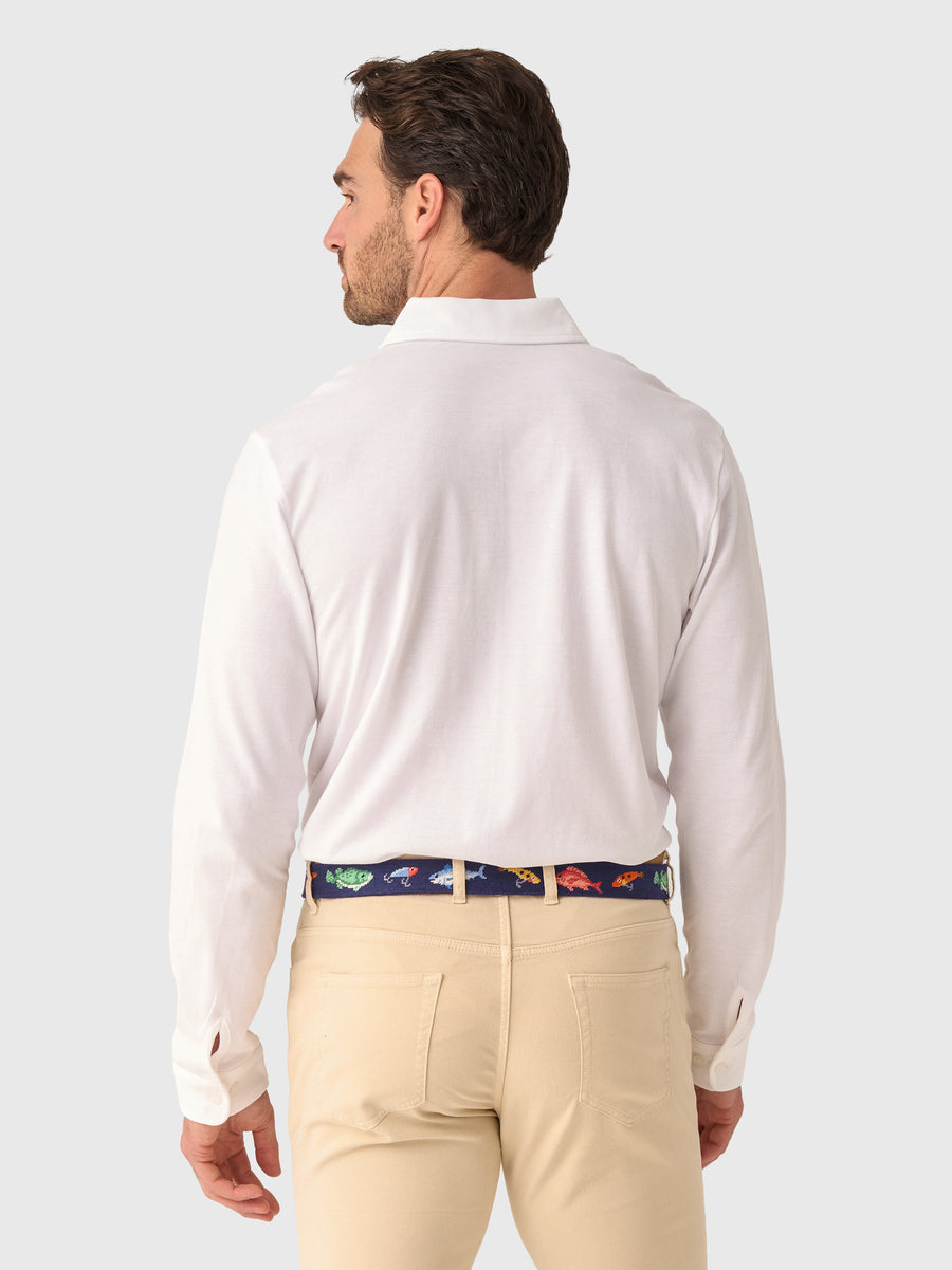 Peter Millar - Everyday Pique Long Sleeve Polo - White