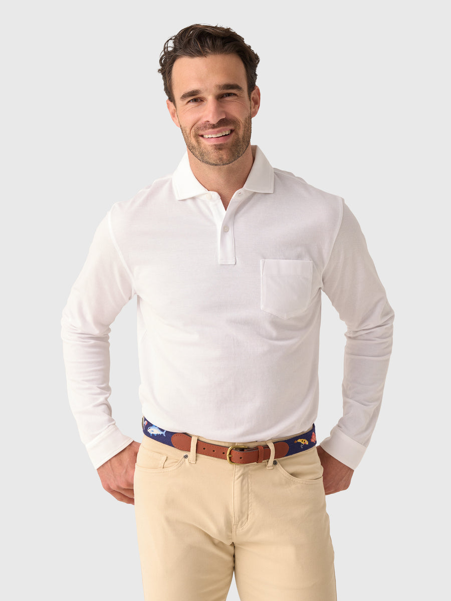 Peter Millar - Everyday Pique Long Sleeve Polo - White