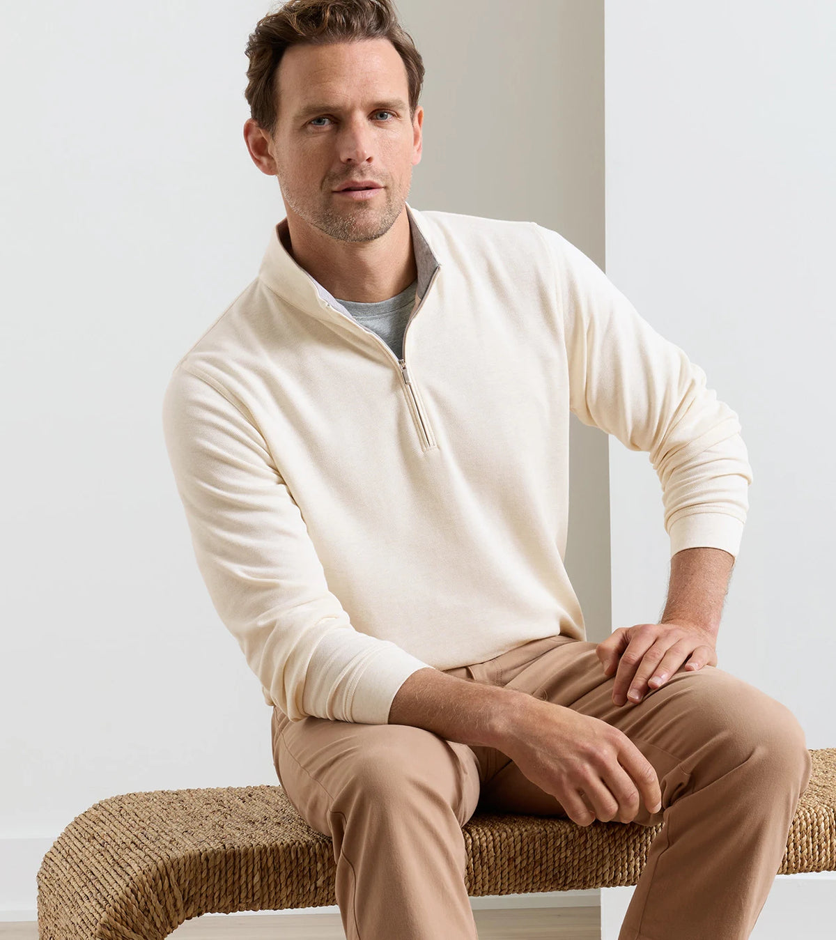 Peter Millar - Crown Comfort Quarter-Zip Pullover - Ivory