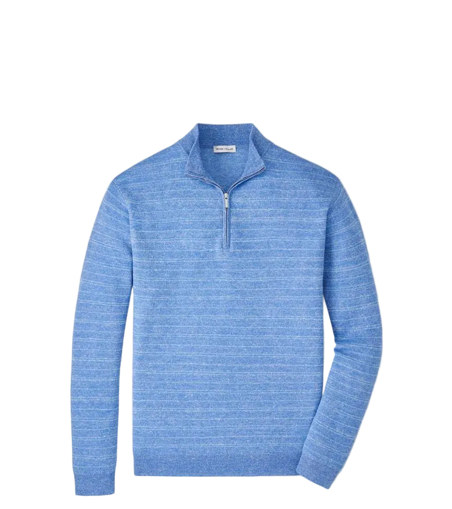 Peter Millar - Saratoga Striped Quarter-Zip Sweater- Bluebird