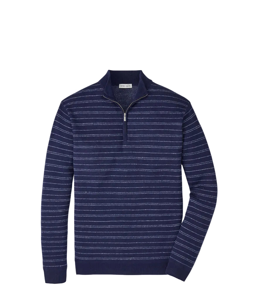 Peter Millar - Saratoga Striped Quarter-Zip Sweater - Navy