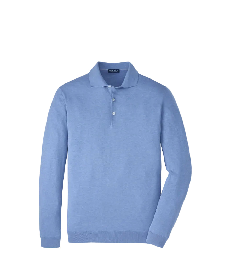 Peter Millar - Mariner Sea Island Cotton Sweater Polo - Blue Frost
